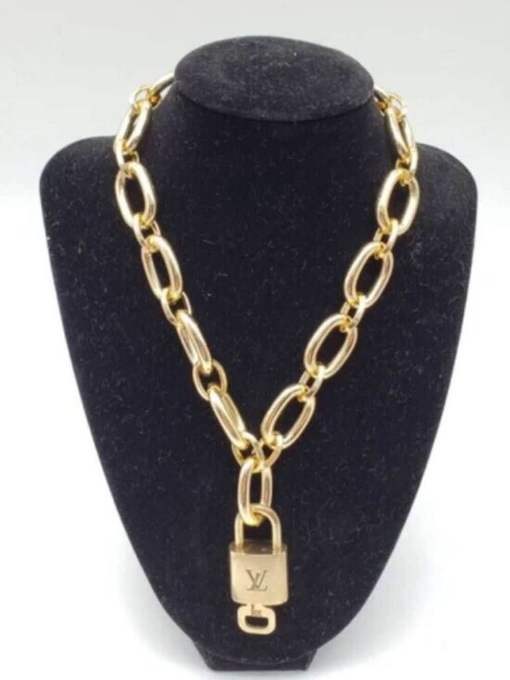 Gold-Plated Necklace with Authentic Louis Vuitton Padlock